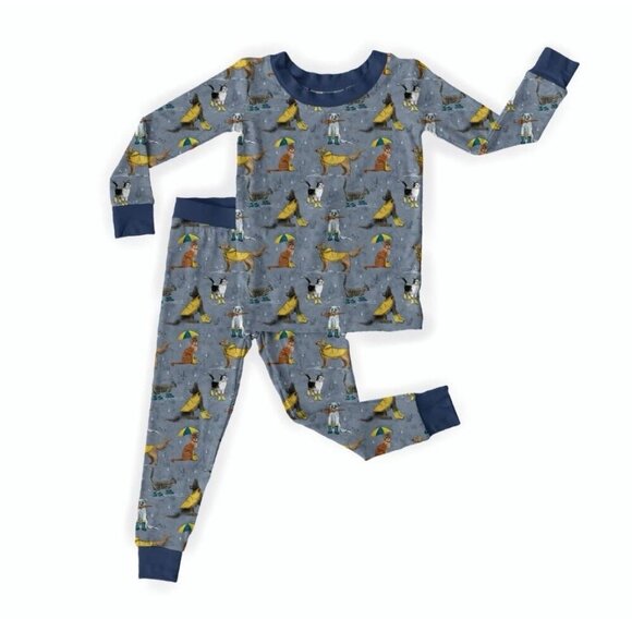 Wildwoven Kindthing Raining Cats & Dogs Pajama Set Size 3T Tencel Soft Unisex - Picture 1 of 10